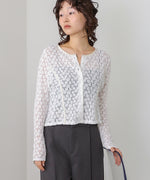 カットジャガードフラワーカーディガン