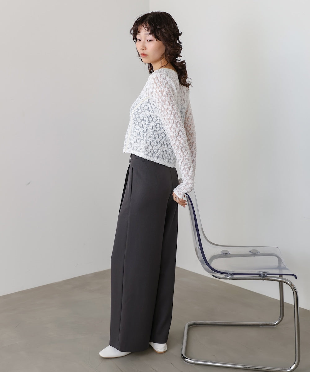 カットジャガードフラワーカーディガン