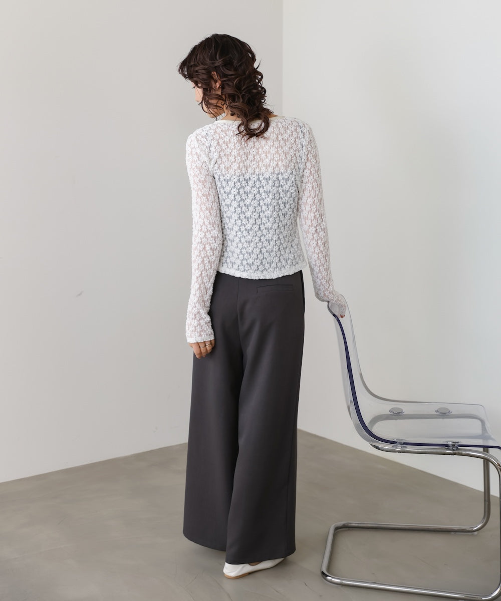カットジャガードフラワーカーディガン