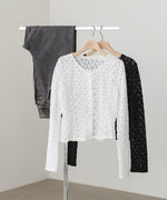 カットジャガードフラワーカーディガン