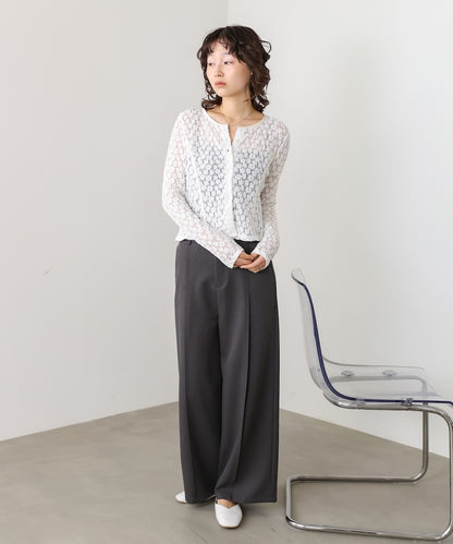 カットジャガードフラワーカーディガン