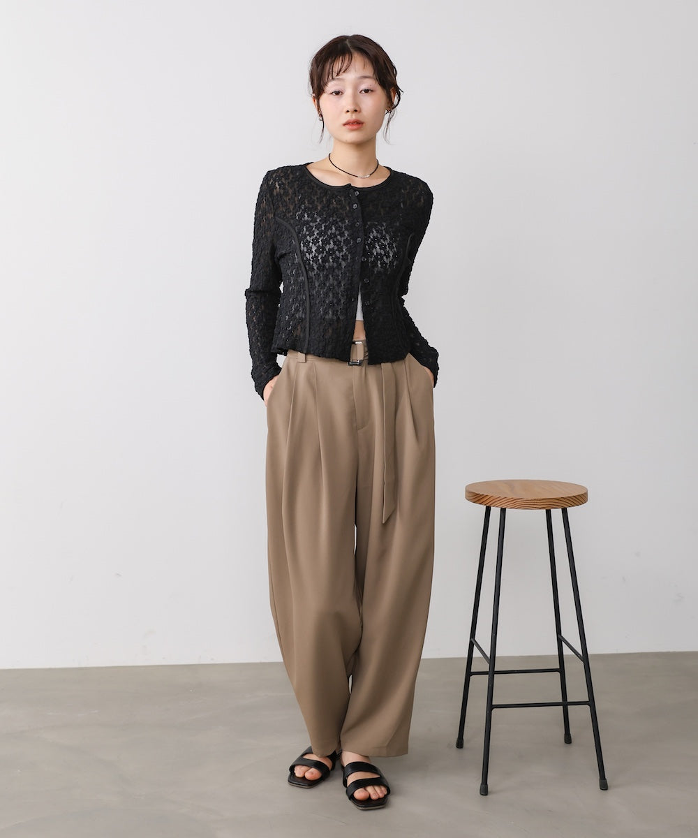 カットジャガードフラワーカーディガン