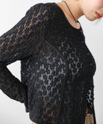 カットジャガードフラワーカーディガン