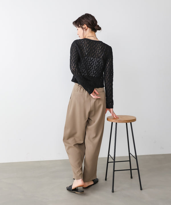 カットジャガードフラワーカーディガン