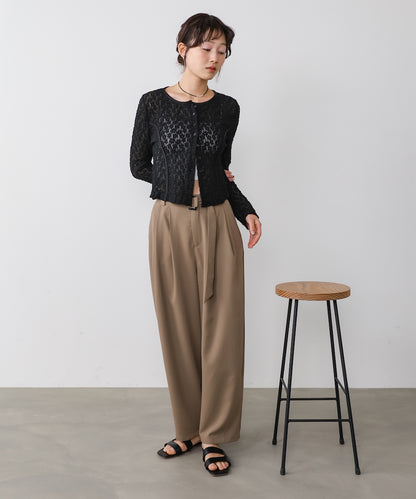 カットジャガードフラワーカーディガン