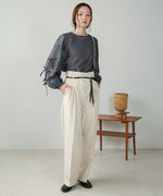 SLEEVE RIBBON SHEER BLOUSE