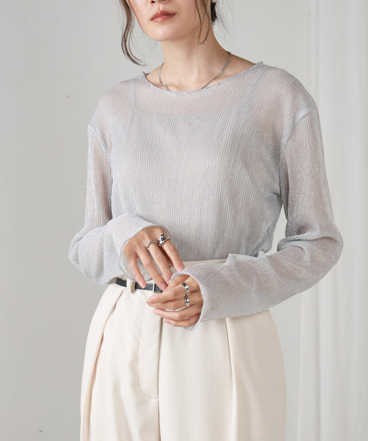 LAME PLEATED SHEER TOPS