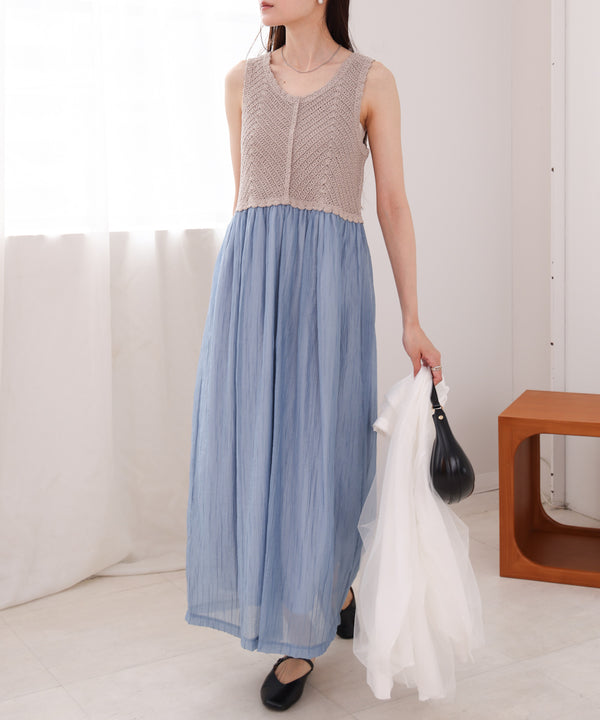 【S・M・Lサイズ展開】クロシェコンビキャミワンピース