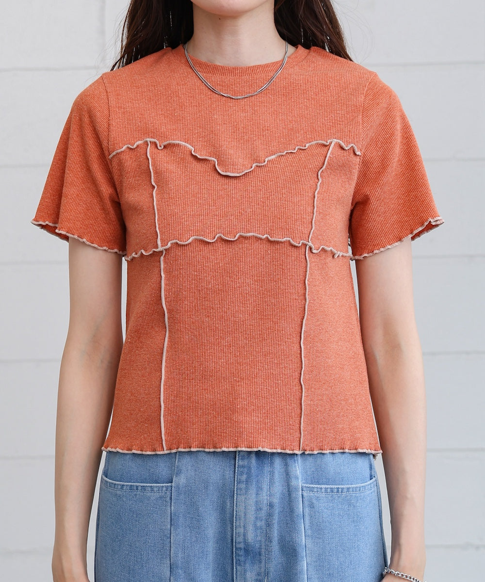 ビスチェライク配色メロウカットソー