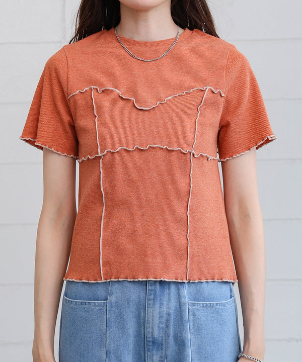 ビスチェライク配色メロウカットソー