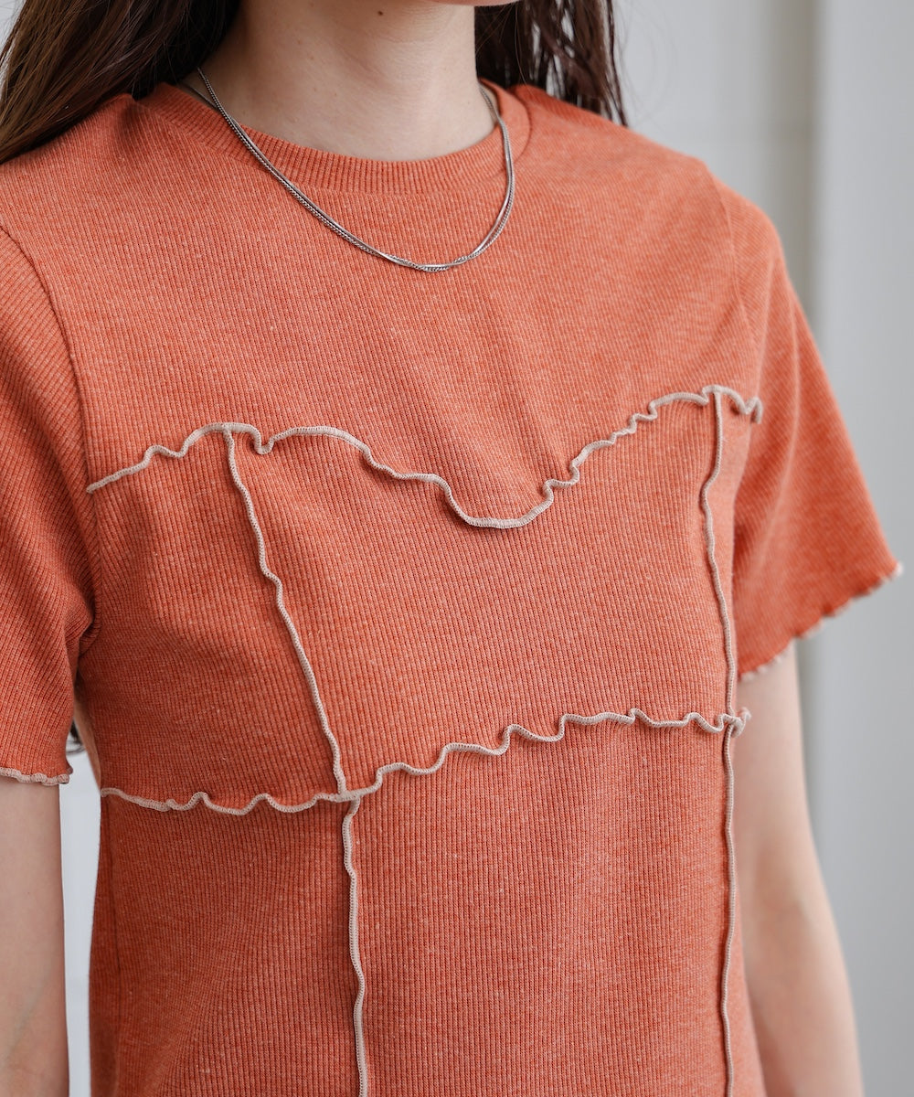 ビスチェライク配色メロウカットソー