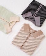 衿付き配色ニット