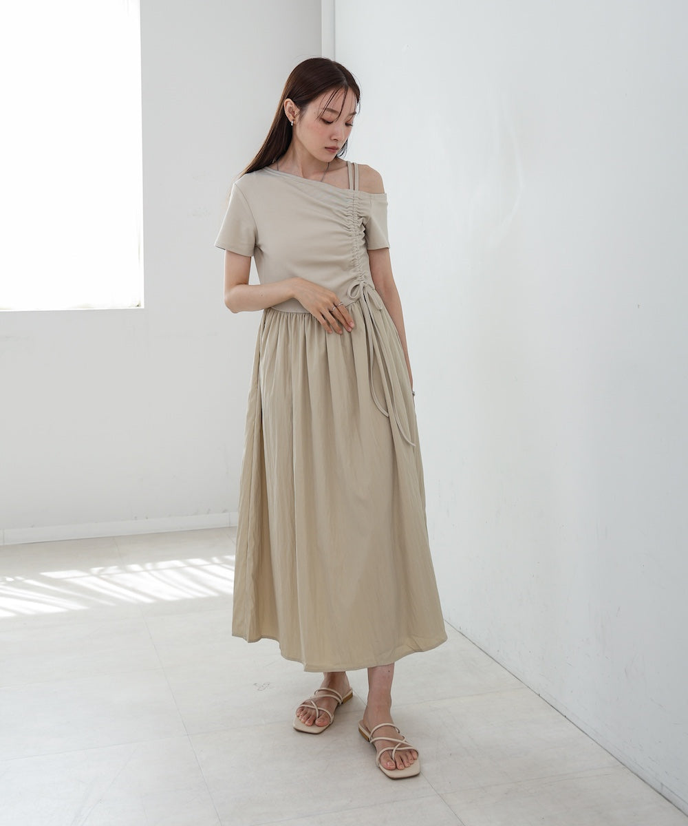 アシメシャーリングワンピース