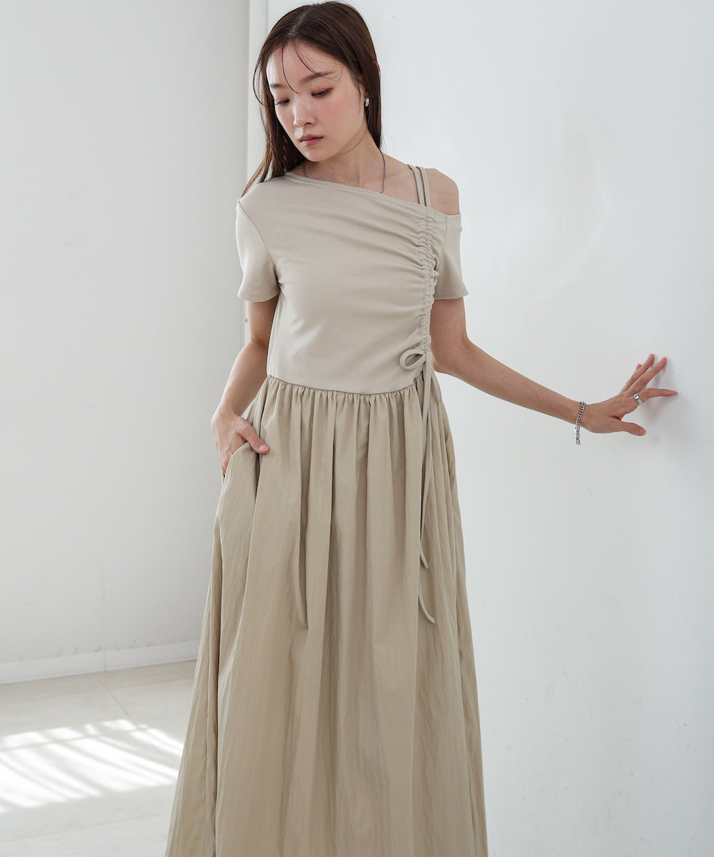 アシメシャーリングワンピース