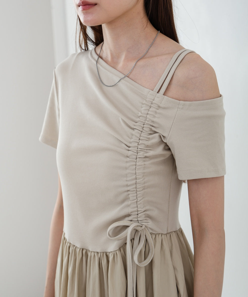 アシメシャーリングワンピース