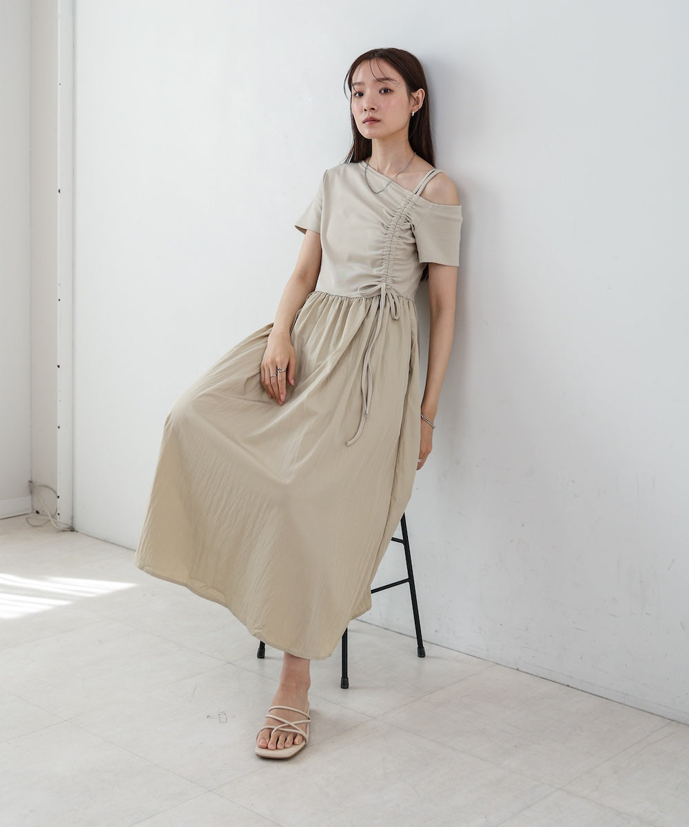 アシメシャーリングワンピース
