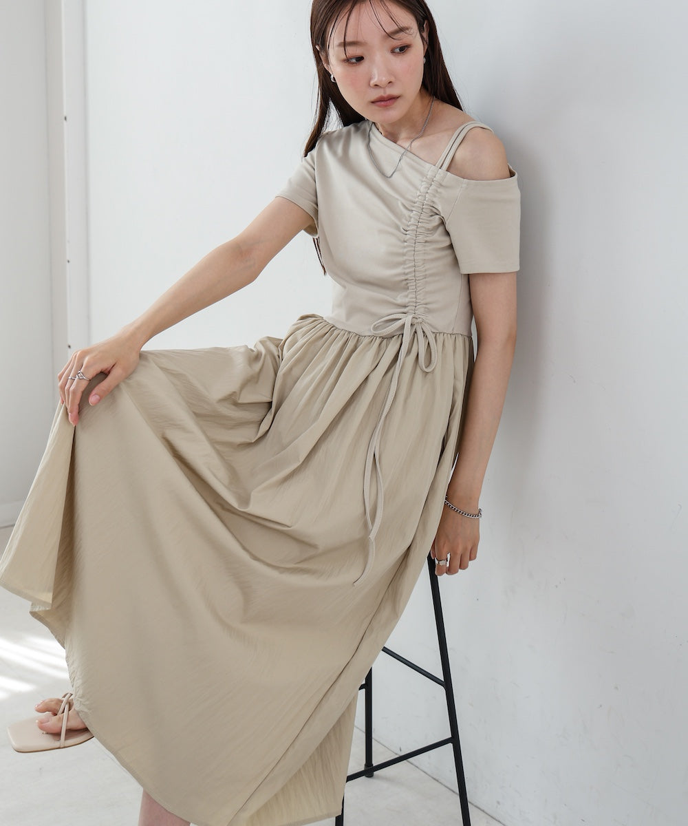 アシメシャーリングワンピース