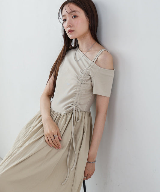アシメシャーリングワンピース