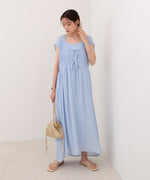 【S・Mサイズ展開】Ｖネックギャザーリボンワンピース