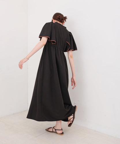 【S・Mサイズ展開】配色パイピングスクエアスリーブワンピース