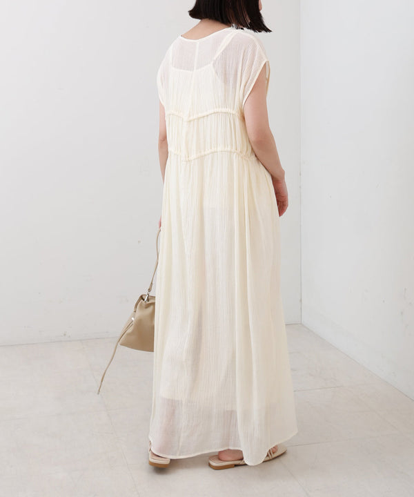 【S・Mサイズ展開】Ｖネックギャザーリボンワンピース