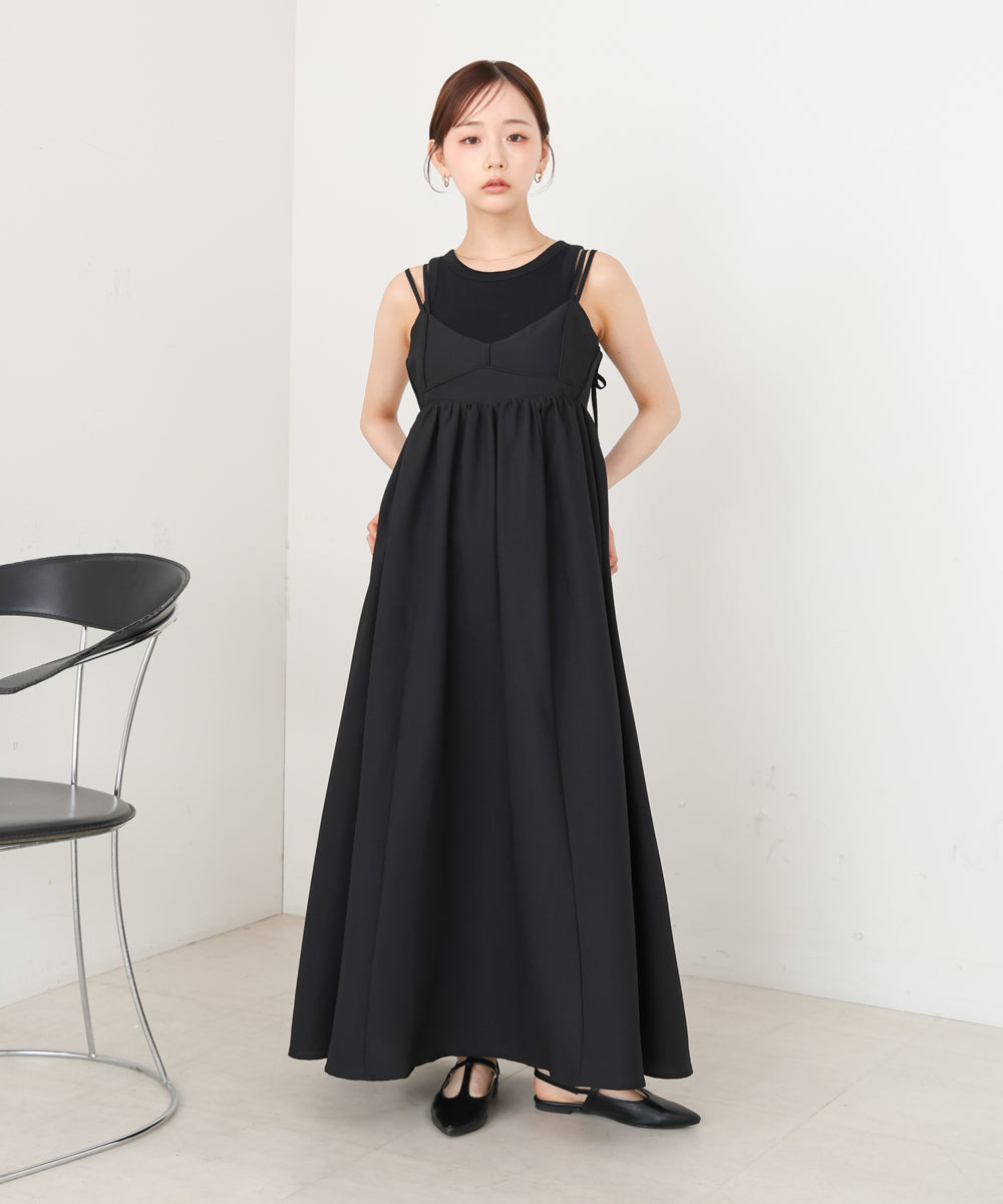 【S・Mサイズ展開】ビスチェライクフレアキャミワンピース