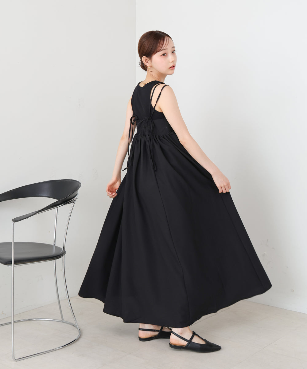 【S・Mサイズ展開】ビスチェライクフレアキャミワンピース