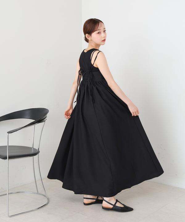 【S・Mサイズ展開】ビスチェライクフレアキャミワンピース