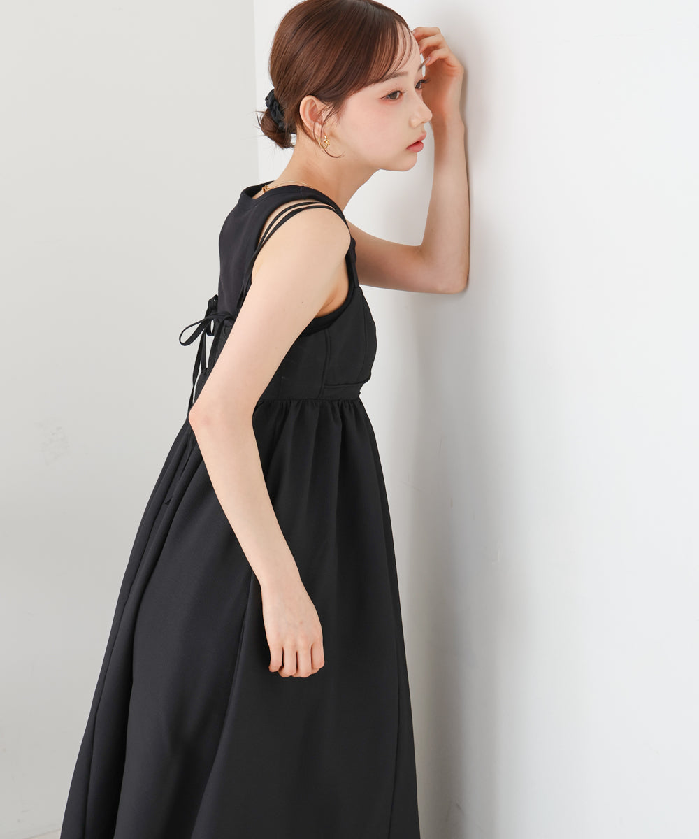 【S・Mサイズ展開】ビスチェライクフレアキャミワンピース