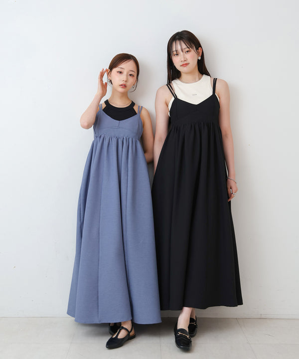 【S・Mサイズ展開】ビスチェライクフレアキャミワンピース