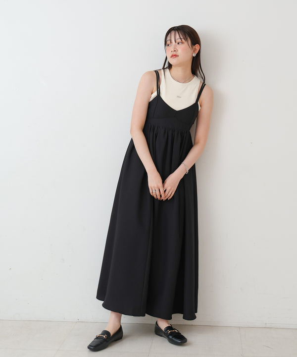 【S・Mサイズ展開】ビスチェライクフレアキャミワンピース