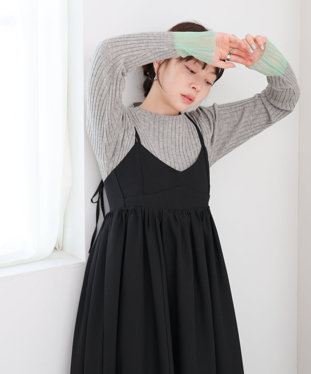 【S・Mサイズ展開】ビスチェライクフレアキャミワンピース