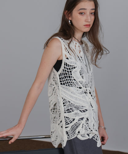 モールヤーンクロシェチュニックベスト