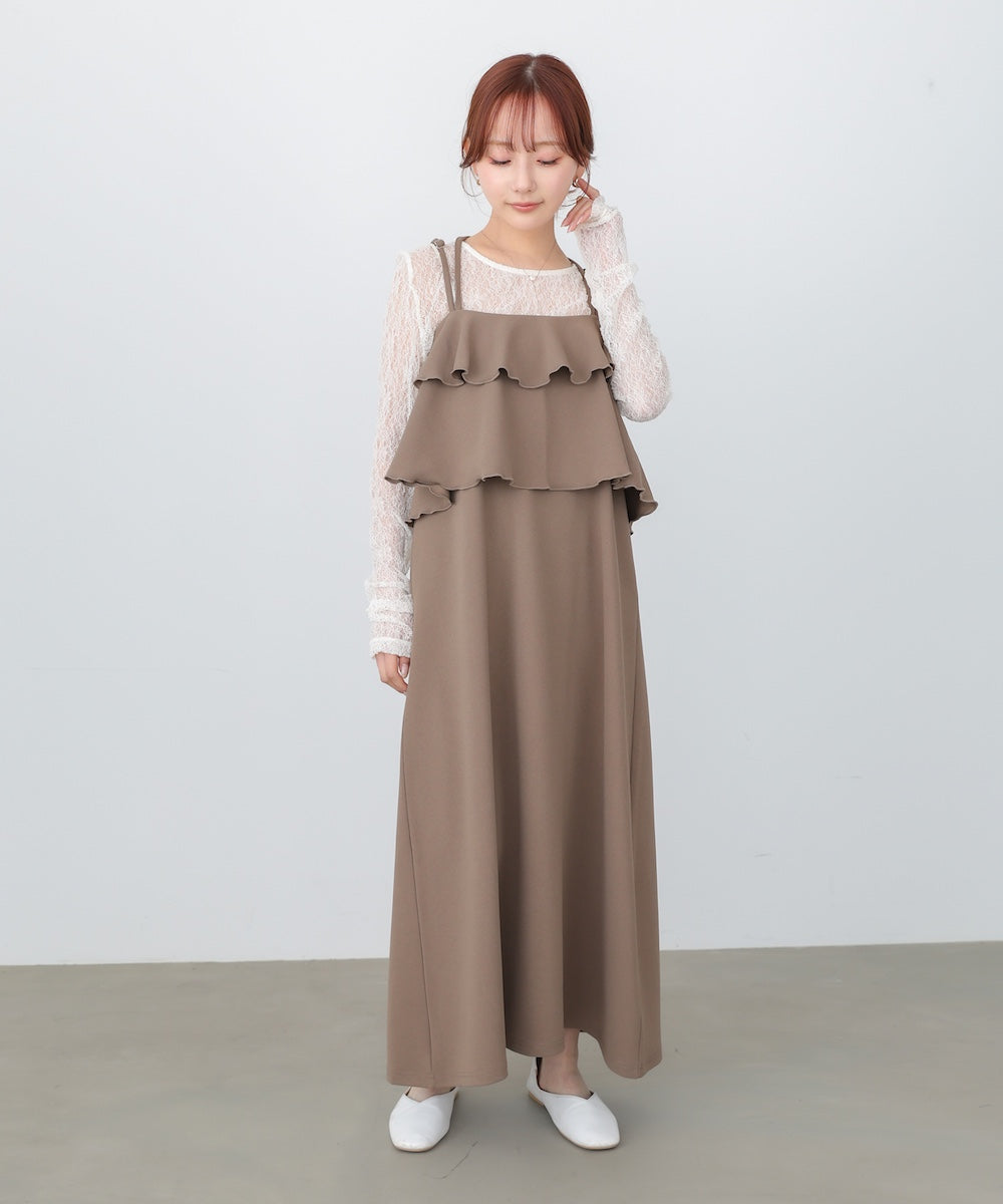 【選べるサイズ/イージーケア】ティアードキャミワンピース【イージージョーゼットシリーズ】