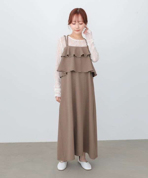 【選べるサイズ/イージーケア】ティアードキャミワンピース【イージージョーゼットシリーズ】