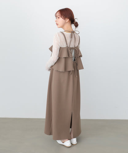 【選べるサイズ/イージーケア】ティアードキャミワンピース【イージージョーゼットシリーズ】