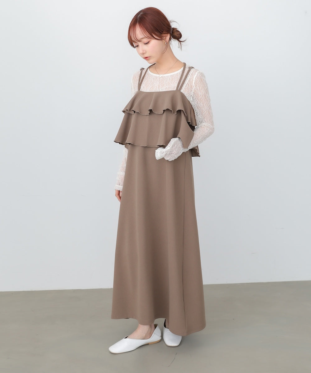 【選べるサイズ/イージーケア】ティアードキャミワンピース【イージージョーゼットシリーズ】