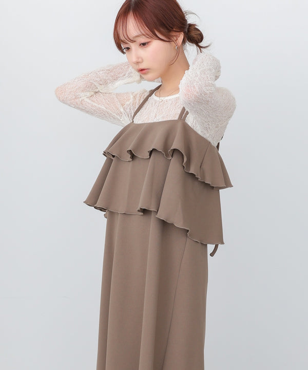 【選べるサイズ/イージーケア】ティアードキャミワンピース【イージージョーゼットシリーズ】