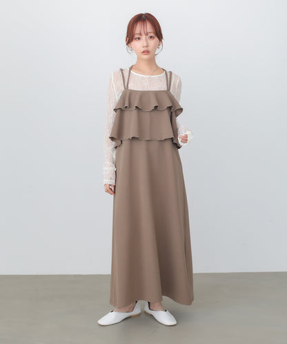 【選べるサイズ/イージーケア】ティアードキャミワンピース【イージージョーゼットシリーズ】