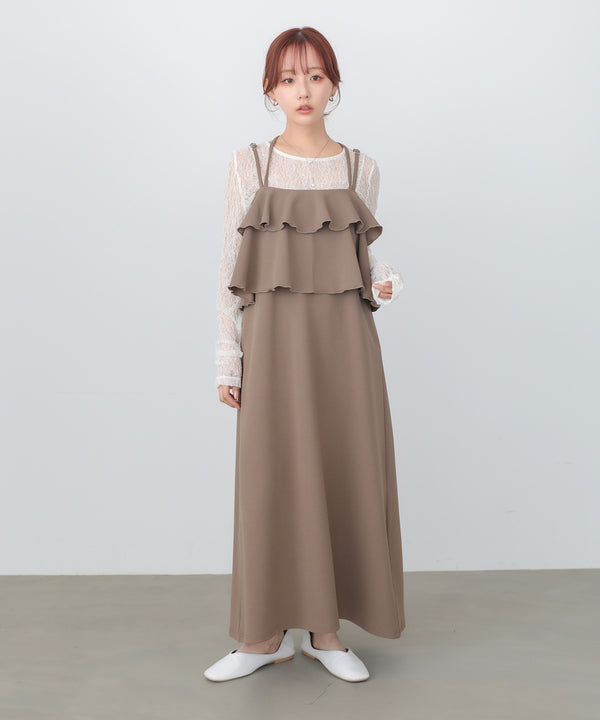 【選べるサイズ/イージーケア】ティアードキャミワンピース【イージージョーゼットシリーズ】