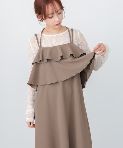 【選べるサイズ/イージーケア】ティアードキャミワンピース【イージージョーゼットシリーズ】