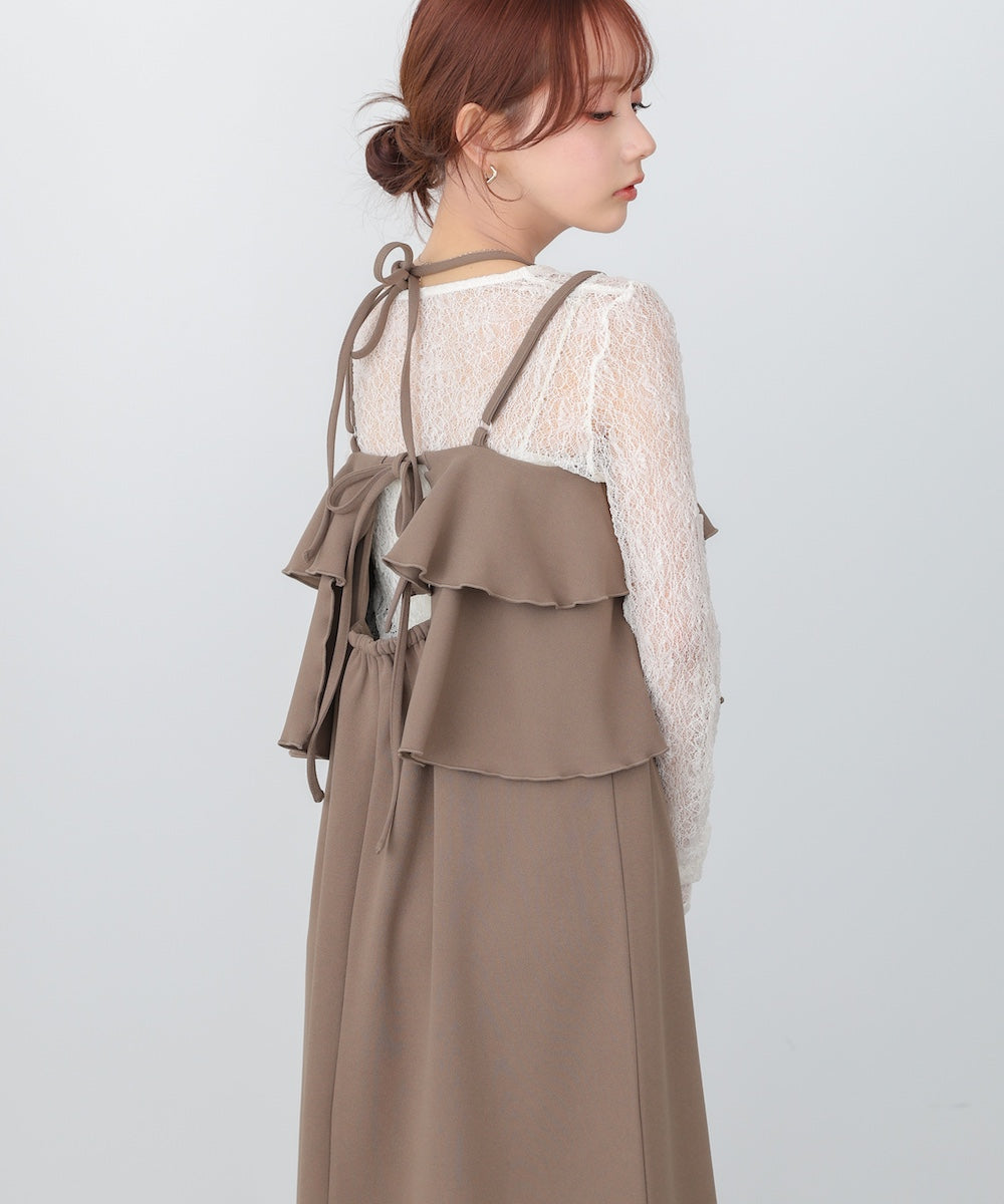 【選べるサイズ/イージーケア】ティアードキャミワンピース【イージージョーゼットシリーズ】