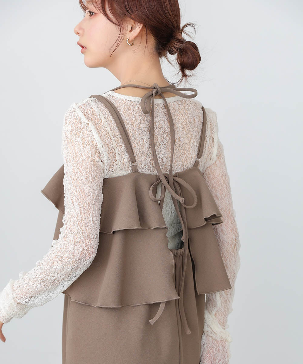 【選べるサイズ/イージーケア】ティアードキャミワンピース【イージージョーゼットシリーズ】