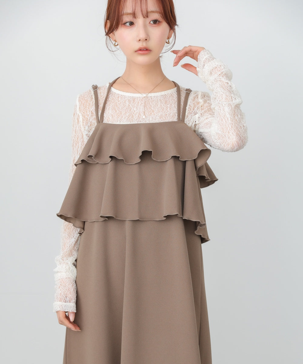 【選べるサイズ/イージーケア】ティアードキャミワンピース【イージージョーゼットシリーズ】