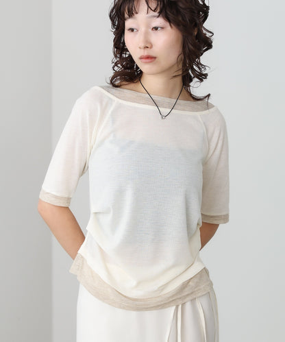 レイヤードオフショル風カットトップス