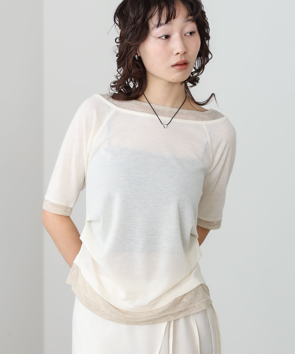 レイヤードオフショル風カットトップス – Bab