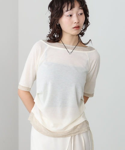 レイヤードオフショル風カットトップス