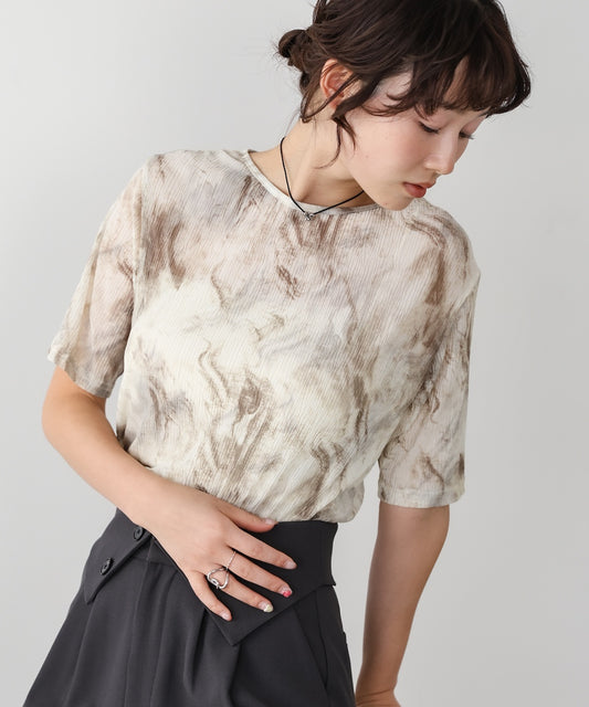 ニュアンスプリントシアーカットソー