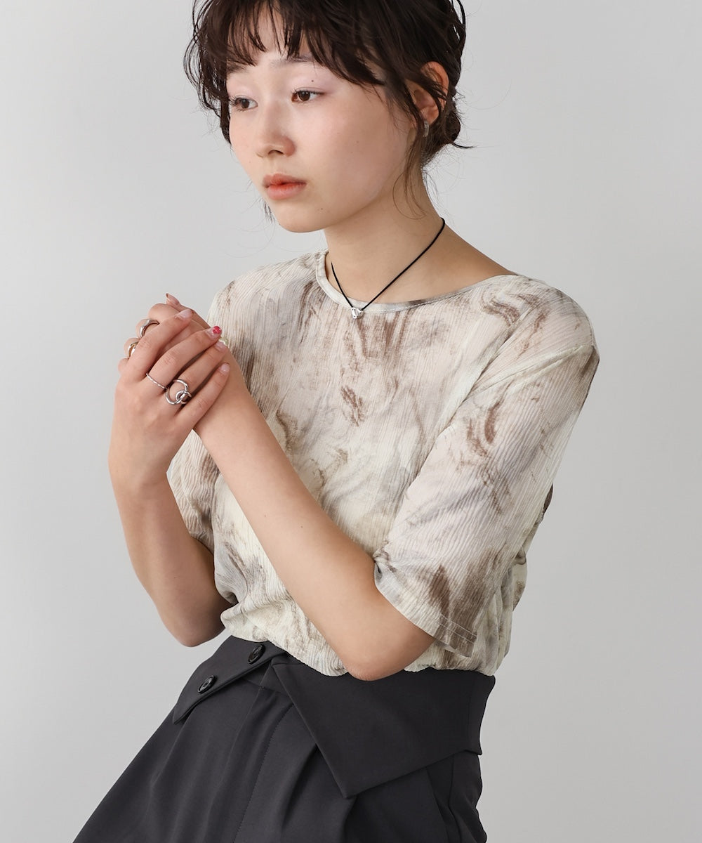 ニュアンスプリントシアーカットソー