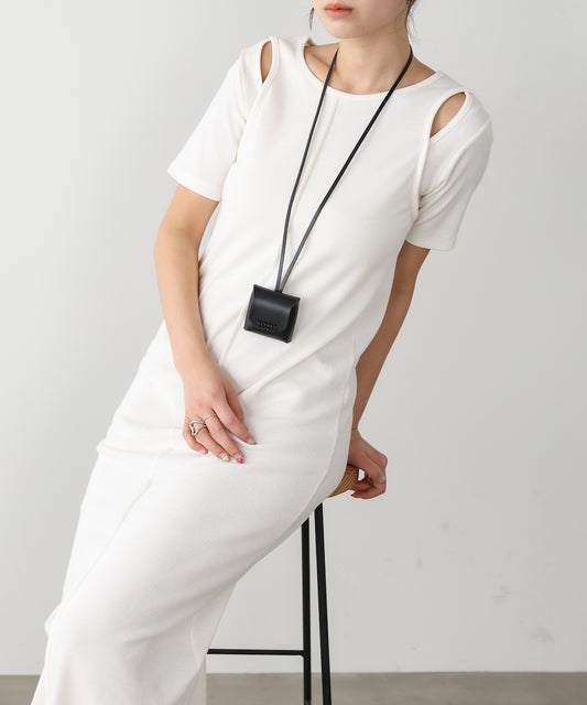 リブカットソーレイヤード風半袖ワンピース